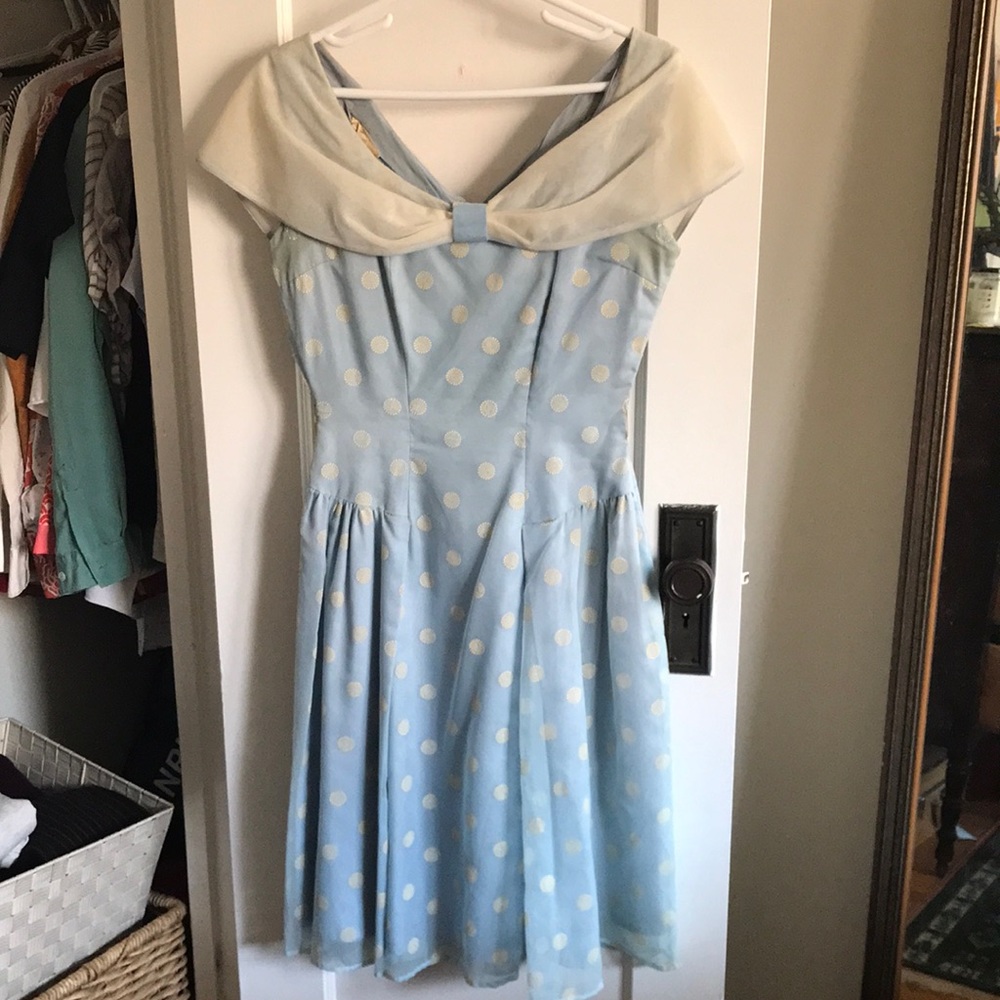 Elegant Vintage Baby Blue Dress